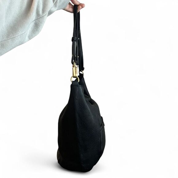 Tahari Black Pebbled Leather Hobo - Picture 2 of 8